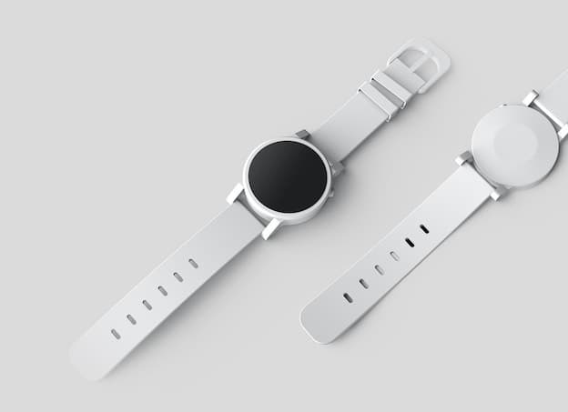 Minimalist white smartwatch product design